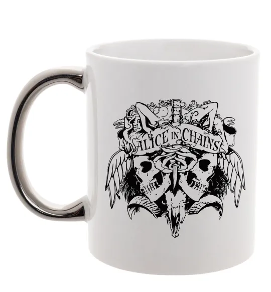 Чашка с цветной ручкой Alice in Chains Skull Серебро фото