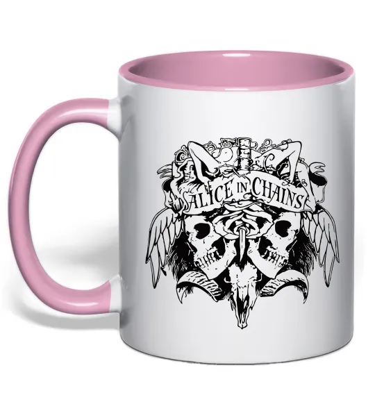 Чашка с цветной ручкой Alice in Chains Skull Нежно розовый фото