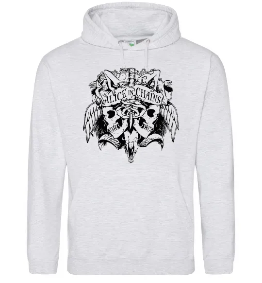 Женская толстовка (худи) Alice in Chains Skull Серый меланж фото