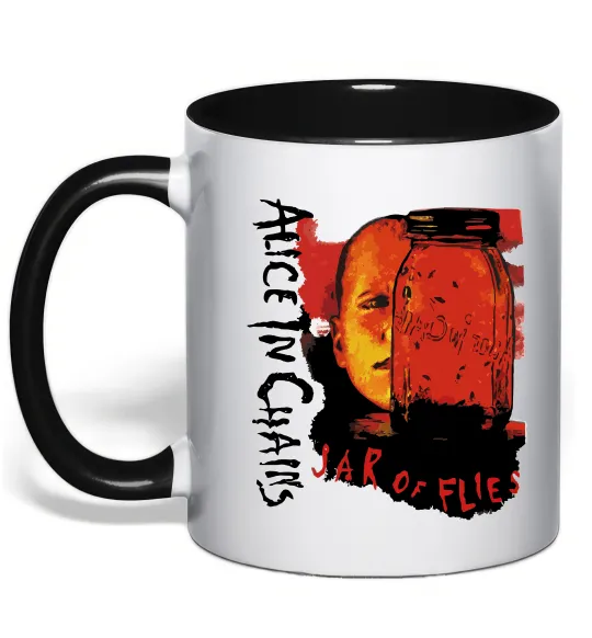 Чашка з кольоровою ручкою Alice in Chains Jar of flies Чорний фото