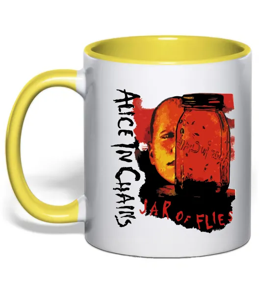 Чашка с цветной ручкой Alice in Chains Jar of flies Лимонный фото
