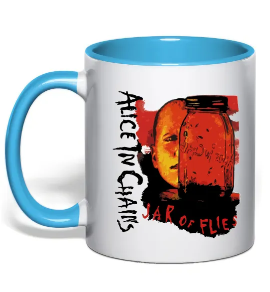 Чашка з кольоровою ручкою Alice in Chains Jar of flies Блакитний фото