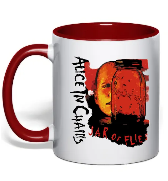 Чашка з кольоровою ручкою Alice in Chains Jar of flies Червоний фото