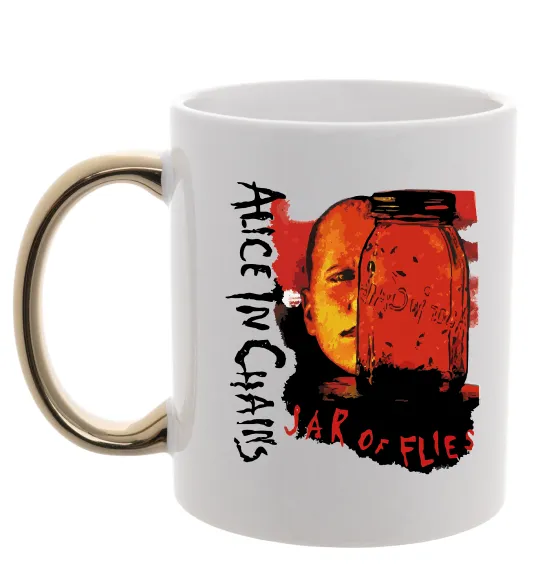 Чашка з кольоровою ручкою Alice in Chains Jar of flies Золото фото