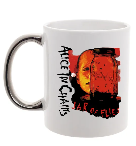 Чашка з кольоровою ручкою Alice in Chains Jar of flies Срібло фото