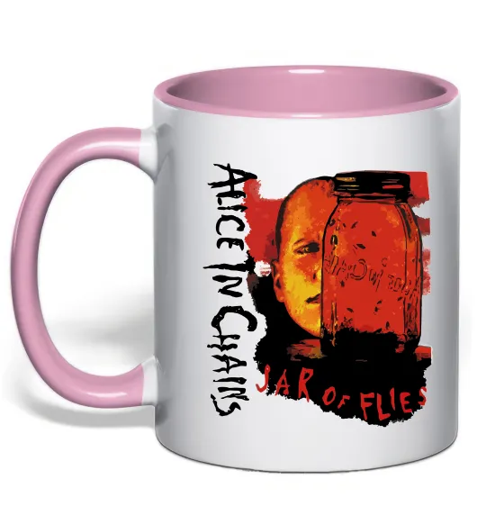 Чашка з кольоровою ручкою Alice in Chains Jar of flies Ніжно рожевий фото