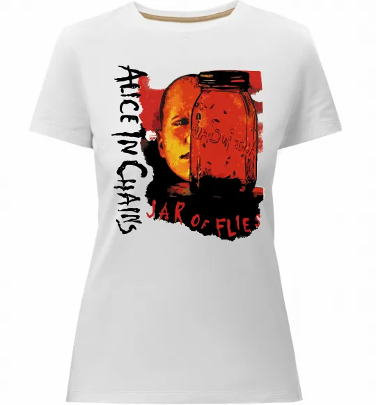 Жіноча преміум футболка Alice in Chains Jar of flies Білий фото