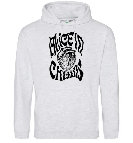 Мужская толстовка (худи) Alice in Chains heart Серый меланж фото