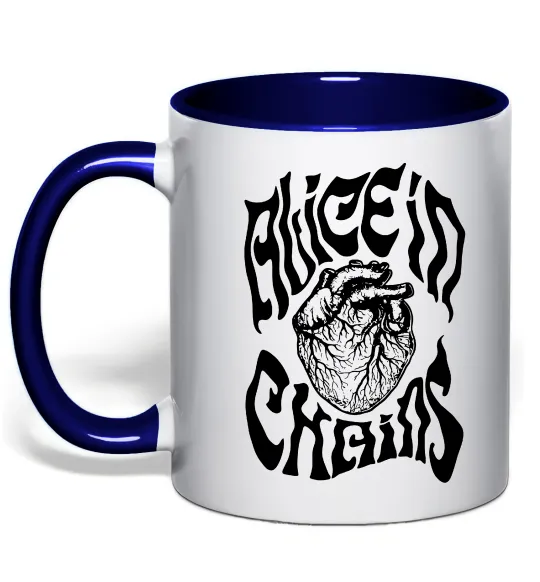 Чашка с цветной ручкой Alice in Chains heart Глубокий темно-синий фото