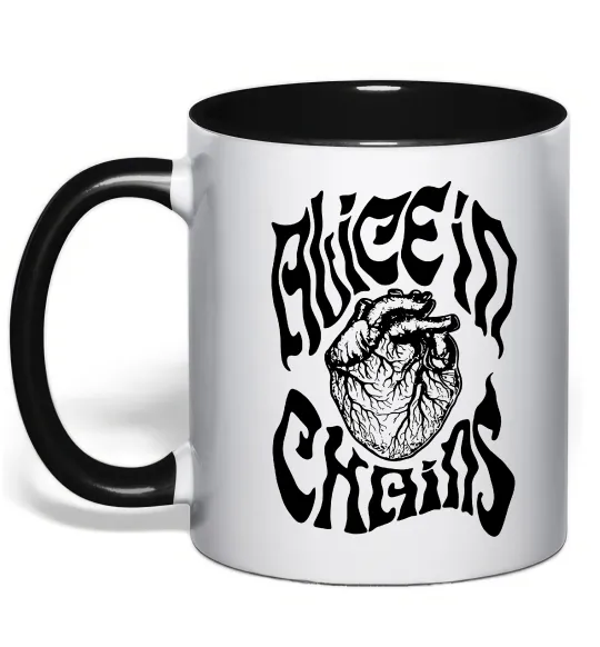 Чашка с цветной ручкой Alice in Chains heart Черный фото