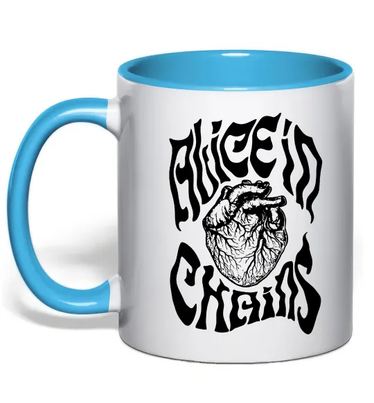 Чашка с цветной ручкой Alice in Chains heart Голубой фото