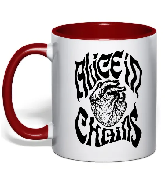 Чашка с цветной ручкой Alice in Chains heart Красный фото