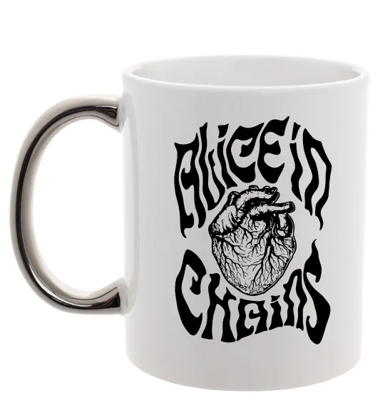 Чашка с цветной ручкой Alice in Chains heart Серебро фото