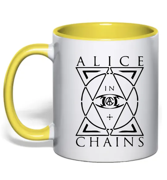 Чашка з кольоровою ручкою Alice in Chains eye Сонячно жовтий фото