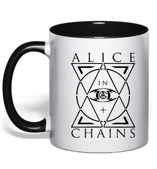 Чашка з кольоровою ручкою Alice in Chains eye Чорний фото