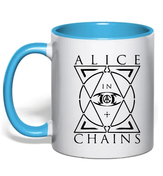 Чашка з кольоровою ручкою Alice in Chains eye Блакитний фото