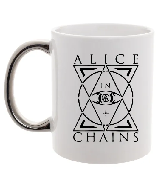 Чашка з кольоровою ручкою Alice in Chains eye Срібло фото