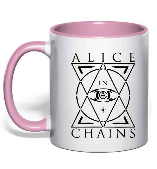 Чашка з кольоровою ручкою Alice in Chains eye Ніжно рожевий фото