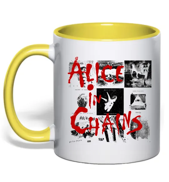 Чашка з кольоровою ручкою Alice in Chains albums Сонячно жовтий фото