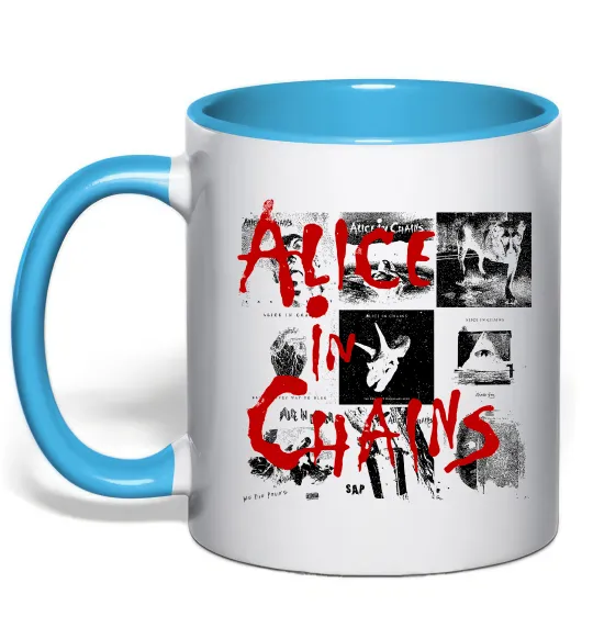 Чашка з кольоровою ручкою Alice in Chains albums Блакитний фото