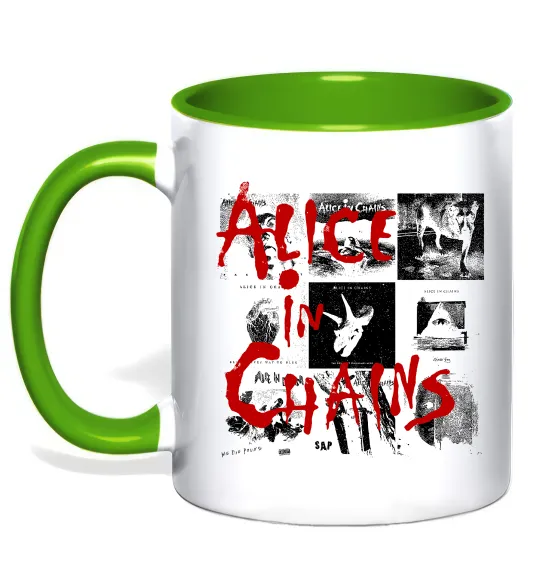 Чашка з кольоровою ручкою Alice in Chains albums Зелений фото