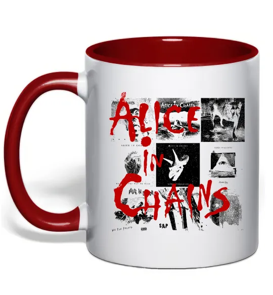Чашка з кольоровою ручкою Alice in Chains albums Червоний фото