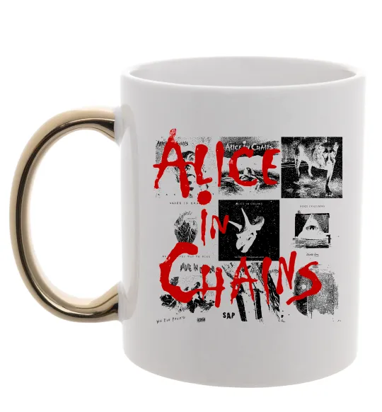 Чашка з кольоровою ручкою Alice in Chains albums Золото фото