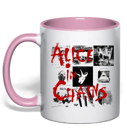 Чашка з кольоровою ручкою Alice in Chains albums Ніжно рожевий фото