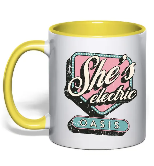 Чашка с цветной ручкой Oasis she`s electric Солнечно желтый фото