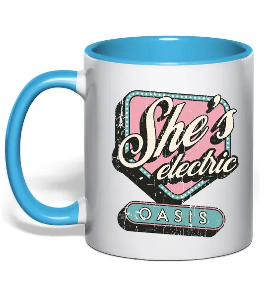 Чашка с цветной ручкой Oasis she`s electric Голубой фото
