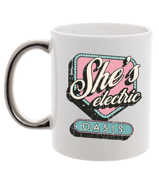 Чашка с цветной ручкой Oasis she`s electric Серебро фото