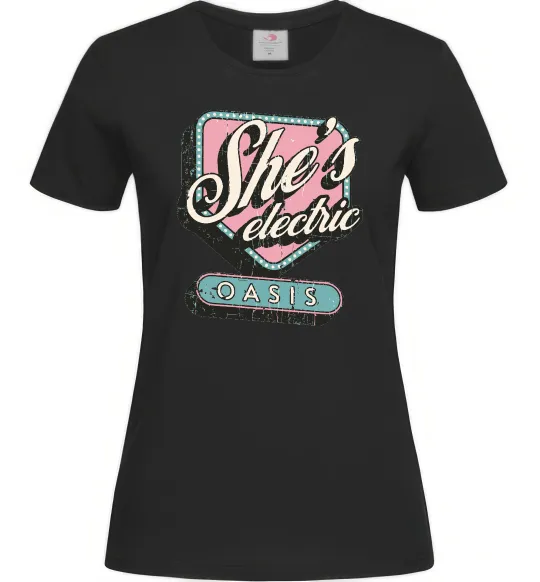 Жіноча футболка Oasis she`s electric Чорний фото