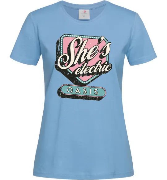 Жіноча футболка Oasis she`s electric Блакитний фото