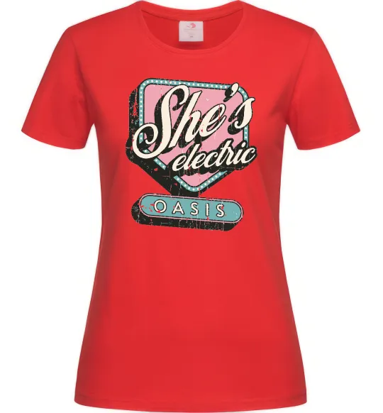 Жіноча футболка Oasis she`s electric Червоний фото