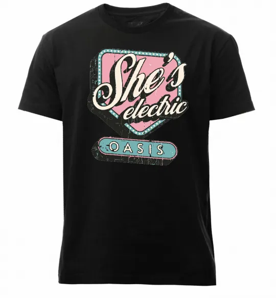 Чоловіча преміум футболка Oasis she`s electric Чорний фото