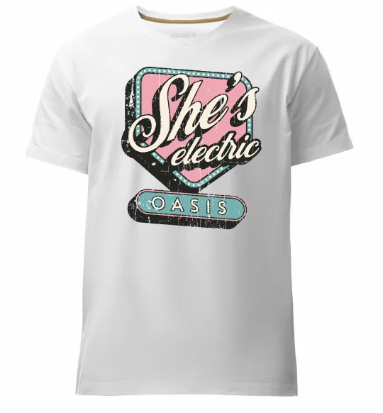 Чоловіча преміум футболка Oasis she`s electric Білий фото