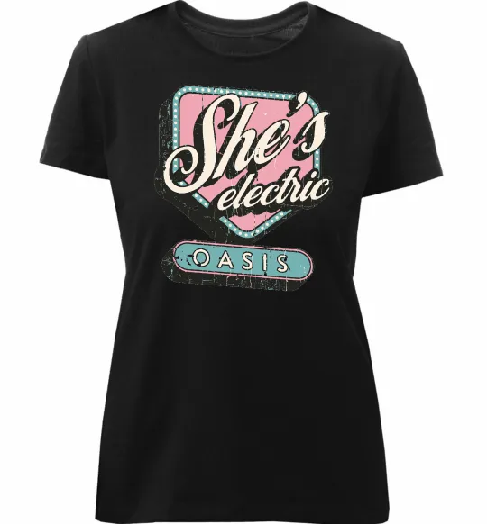 Жіноча преміум футболка Oasis she`s electric Чорний фото