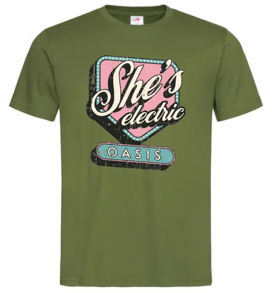 Чоловіча футболка Oasis she`s electric Оливковий фото