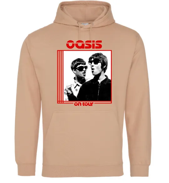 Мужская толстовка (худи) Oasis on tour Песочный фото