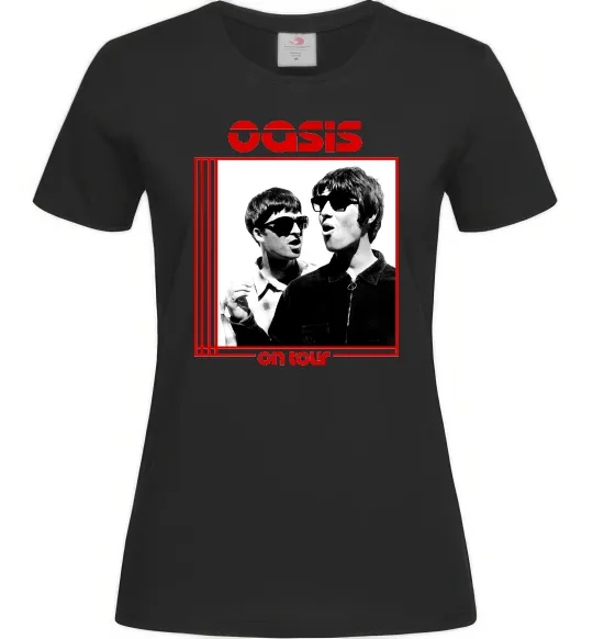 Жіноча футболка Oasis on tour Чорний фото