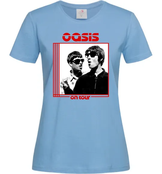 Жіноча футболка Oasis on tour Блакитний фото