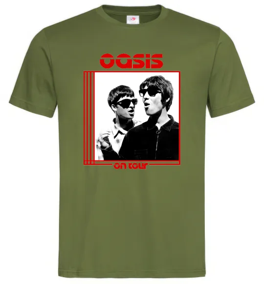 Мужская футболка Oasis on tour Оливковый фото