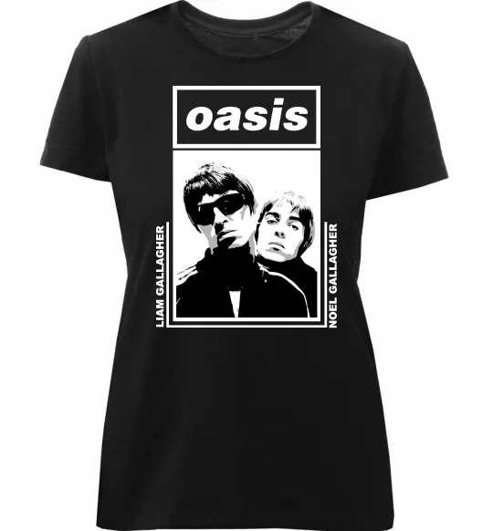 Жіноча преміум футболка Oasis Gallagher brothers Чорний фото