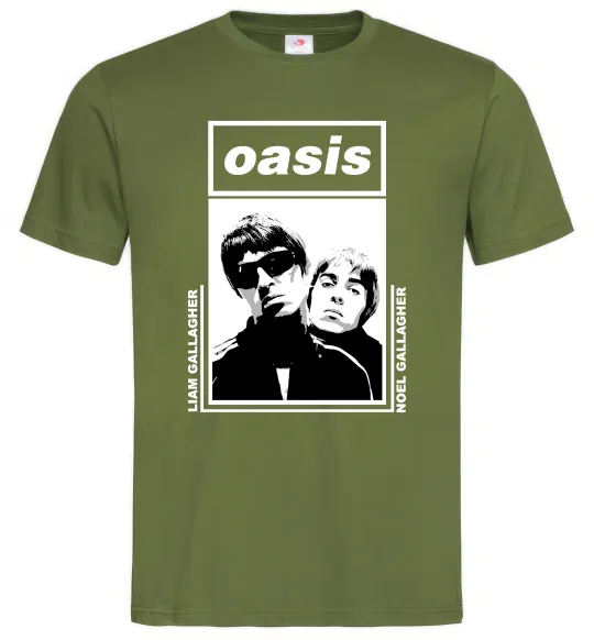 Чоловіча футболка Oasis Gallagher brothers Оливковий фото