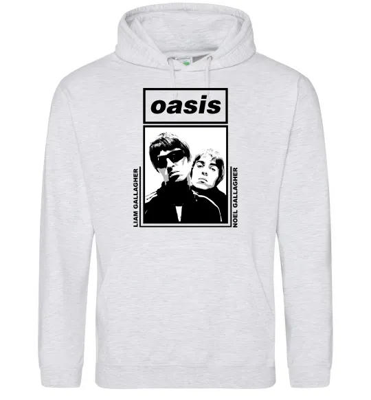 Мужская толстовка (худи) Oasis Gallagher brothers Серый меланж фото