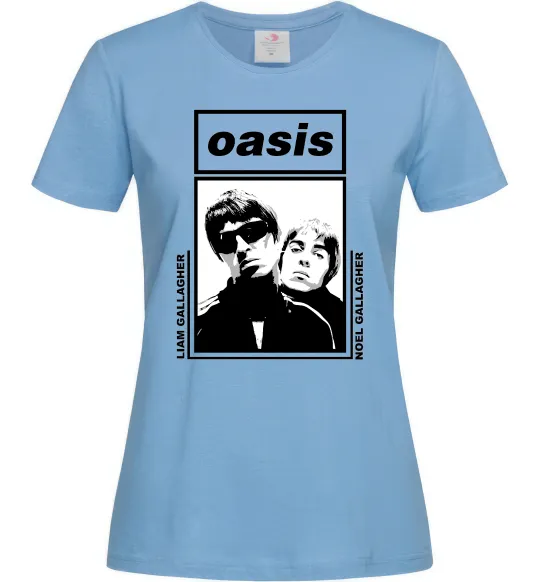 Жіноча футболка Oasis Gallagher brothers Блакитний фото