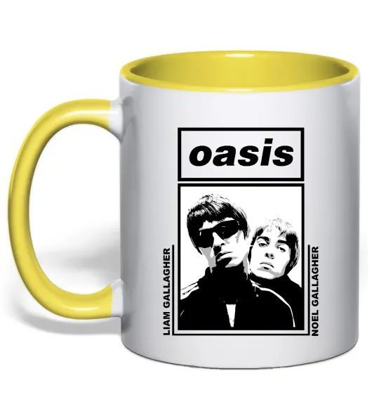 Чашка с цветной ручкой Oasis Gallagher brothers Лимонный фото