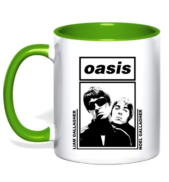 Чашка с цветной ручкой Oasis Gallagher brothers Лаймовый фото