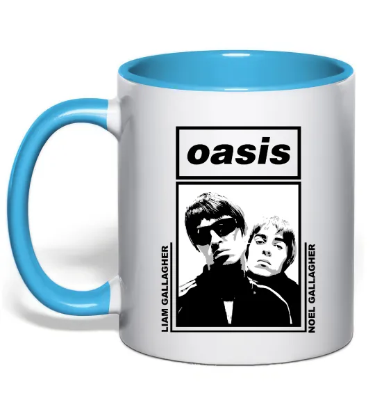 Чашка с цветной ручкой Oasis Gallagher brothers Голубой фото
