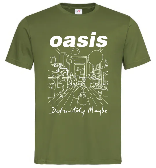 Чоловіча футболка Oasis definitely maybe Оливковий фото